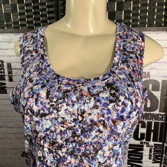 Simply Vera Wang Blue Print Scoop Neck Tank Top - Picture 2 of 6